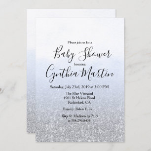Baby shower d'aquarelle gris bleu Invitation
