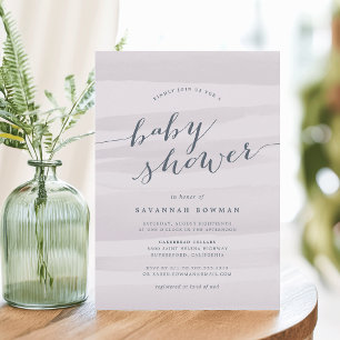 Baby shower d'aquarelle gris Lilac Invitation