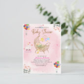 Baby shower d'aquarelle Invitation : Berceau et Ba (Debout devant)
