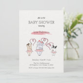 Baby shower d'aquarelle mignonne Invitation fille (Debout devant)