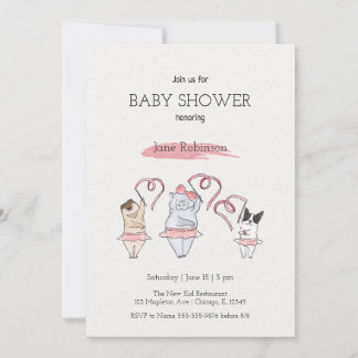 Baby shower d'aquarelle mignonne Invitation fille