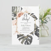 Baby shower d'aquarelle Monstera Invitation (Debout devant)