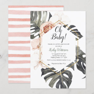 Baby shower d'aquarelle Monstera Invitation