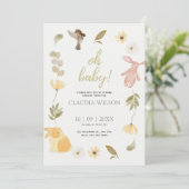 Baby shower d'aquarelle vert crème Invitation (Debout devant)