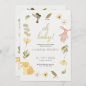 Baby shower d'aquarelle vert crème Invitation (Devant / Derrière)