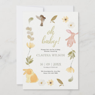 Baby shower d'aquarelle vert crème Invitation
