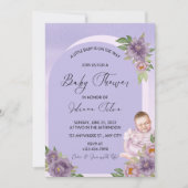 Baby shower d'aquarelle violet Invitation (Devant)