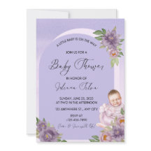 Baby shower d'aquarelle violet Invitation