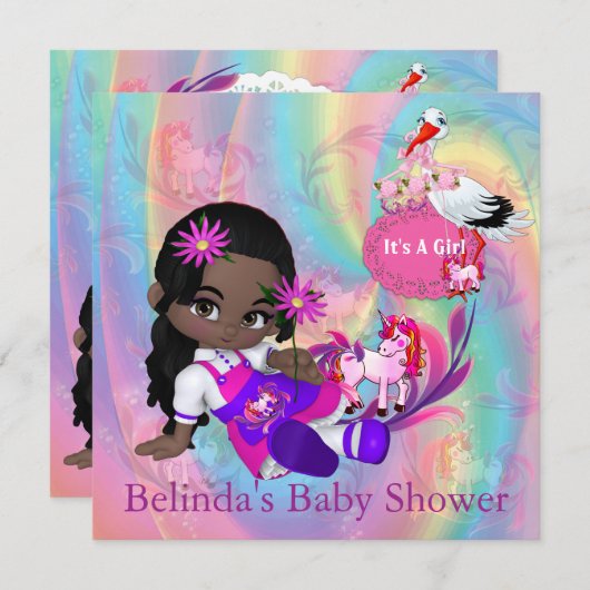 Baby shower d'arcs-en-ciel colorés Invitation (Devant / Derrière)