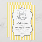 Baby shower d'argent jaune Invitation gris neutre (Devant / Derrière)