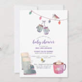 Baby shower d'art folklorique d'hiver Invitation b (Devant)