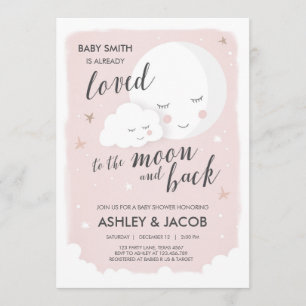 baby shower dat aan de Moon en de AchterUitnodigin Kaart