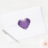 Baby shower Datum Kant Paarse Hart Sticker (Envelop)