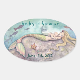 Baby Shower Datum Stickers Zeemeermin en Baby