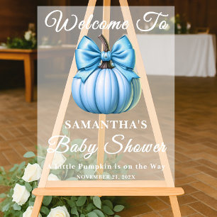 Baby shower d'automne Citrouille bleu Accueil Froi