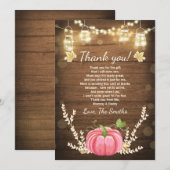 Baby shower d'automne citrouille Carte de remercie (Devant / Derrière)