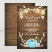 Baby shower d'automne citrouille Carte de remercie (Devant / Derrière)