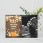 Baby shower d'automne citrouille carte de remercie (Debout devant)