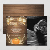 Baby shower d'automne citrouille carte de remercie (Devant / Derrière)