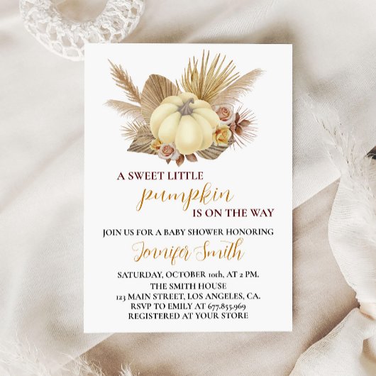 Baby shower d'automne Citrouille doux Invitation