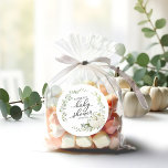 Baby shower d'automne Citrouille Eucalyptus vert<br><div class="desc">Joli autocollant de baby shower citrouille sur le thème des chutes de couronnes vertes. Facile à personnaliser avec vos détails. Contactez-moi par conversation si vous avez des questions sur l'oeuvre ou avez besoin d'une personnalisation. VEUILLEZ NOTER : Pour obtenir de l'aide sur les commandes, l'expédition, l'information sur les produits, etc.,...</div>