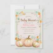 Baby shower d'automne citrouille invitation or ros (Devant)