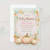 Baby shower d'automne citrouille invitation or ros (Devant / Derrière)