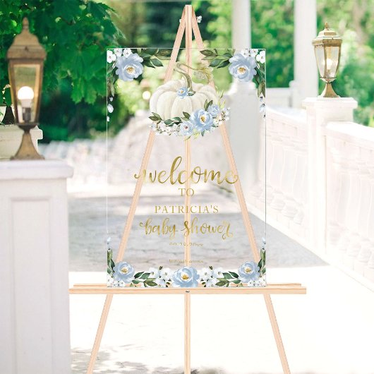 Baby shower d'automne de verdure citrouille Affich