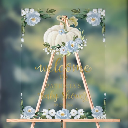 Baby shower d'automne de verdure citrouille Affich (Neutre)