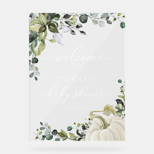Baby shower d'automne de verdure citrouille Affich (Recto)