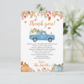 Baby shower d'automne Merci Cartes pour un garçon  (Debout devant)