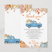 Baby shower d'automne Merci Cartes pour un garçon  (Devant / Derrière)