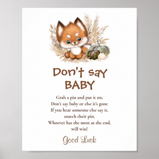 Baby shower d'automne Ne pas dire Baby Game Poster (Devant)