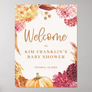 Baby shower d'automne Petite Affiche de bienvenue
