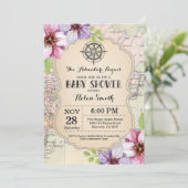 Baby shower d'aventure Floral Carte Voyage Monde (Debout devant)