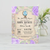 Baby shower d'aventure Floral Carte Voyage Monde (Debout devant)