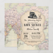 Baby shower d'aventure Invitation Carte Travel Wor (Devant / Derrière)