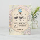 Baby shower d'aventure Invitation Carte Travel Wor (Debout devant)