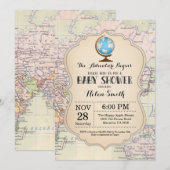 Baby shower d'aventure Invitation Carte Travel Wor (Devant / Derrière)