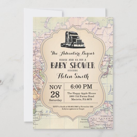 Baby shower d'aventure Invitation Carte Travel Wor (Devant)