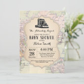 Baby shower d'aventure Invitation Carte Travel Wor (Debout devant)