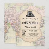 Baby shower d'aventure Invitation Carte Travel Wor (Devant / Derrière)