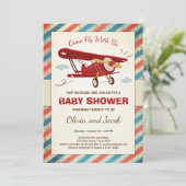 Baby shower d'avion Invitation Voyage Aventure (Debout devant)