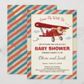 Baby shower d'avion Invitation Voyage Aventure (Devant / Derrière)