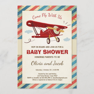 Baby shower d'avion Invitation Voyage Aventure