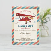 Baby shower d'avion Invitation Voyage Aventure (Debout devant)