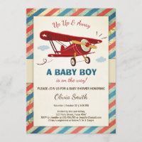 Baby shower d'avion Invitation Voyage Aventure