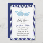 Baby shower de baleines Invitation Marine Bleu (Devant / Derrière)