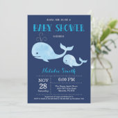 Baby shower de baleines Invitation Marine Bleu.Nau (Debout devant)