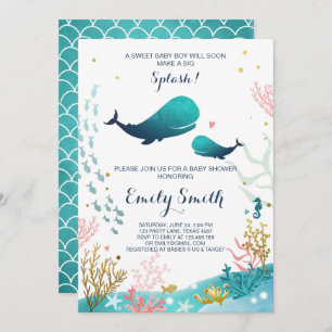 Baby shower de baleines Invitation Océan Ahoy Boy